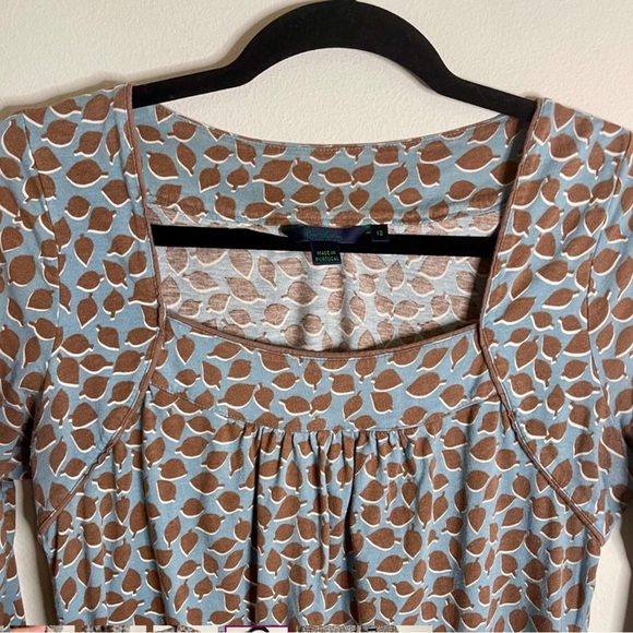 Boden Leaf Pattern 3/4 Sleeve Cotton Blend Blouse Size 12 - Picture 5 of 8